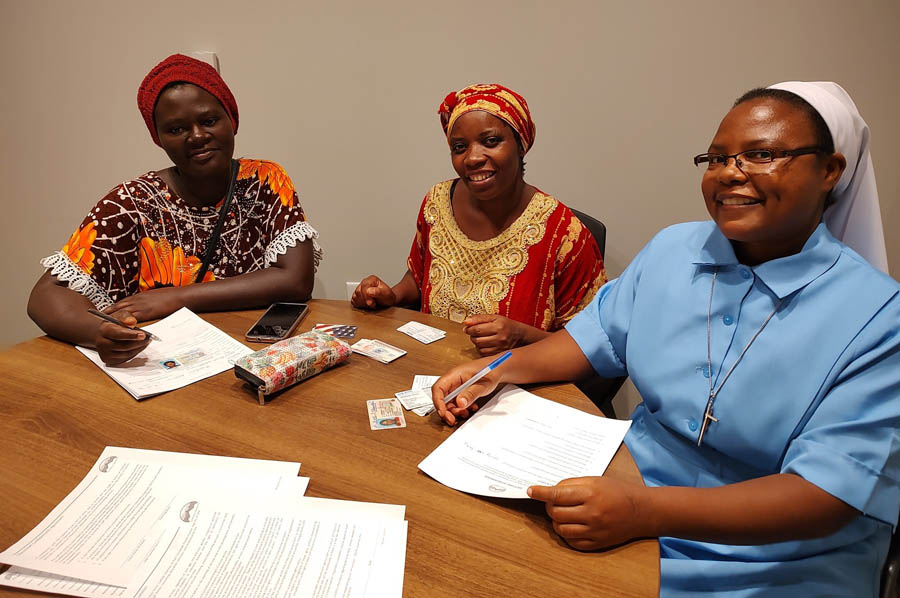 Sister Asunta Thairu and clients at the Knoxville Pregnancy Help Center