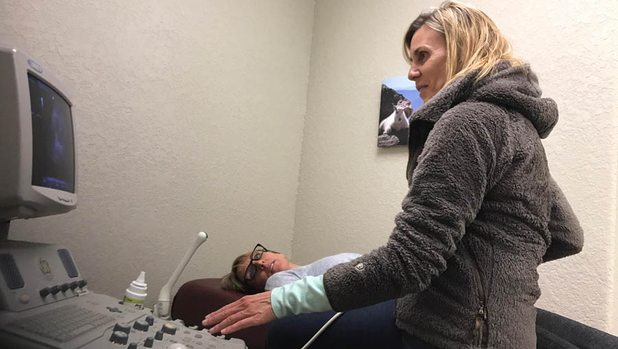 Life's Options Pregnancy Center trying out their new ultrasound, which is set to go into use this spring. 