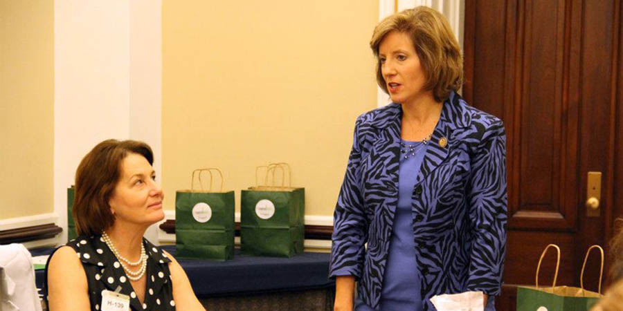 Rep. Vicky Hartzler (right) with Heartbeat International President Peggy Hartshorn, Ph.D. at Heartbeat's Babies Go to Congress event in 2012.