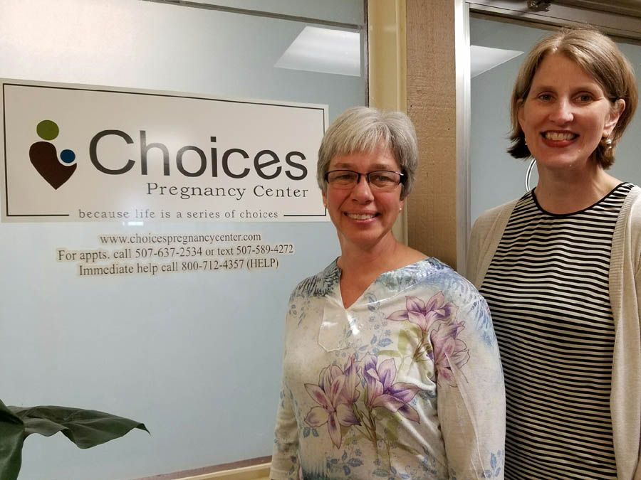 fter 24 years of service, Karen Boots (left) is handing off the role of executive director of Choices Pregnancy Center in Redwood Falls, Minn., to Carrie Meyers (right).