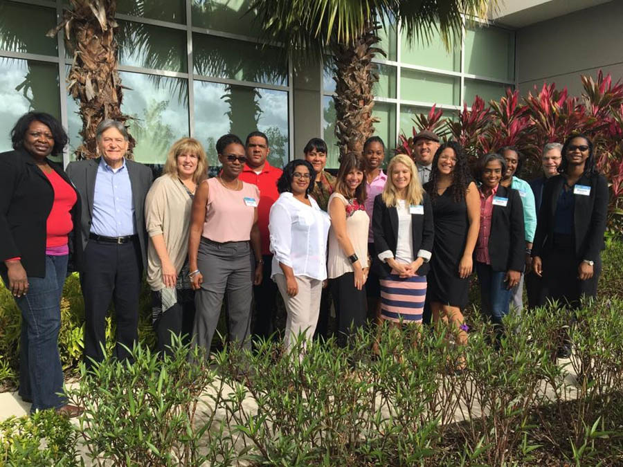 Participants in the Caribbean leadership summit outside of Cree Women
