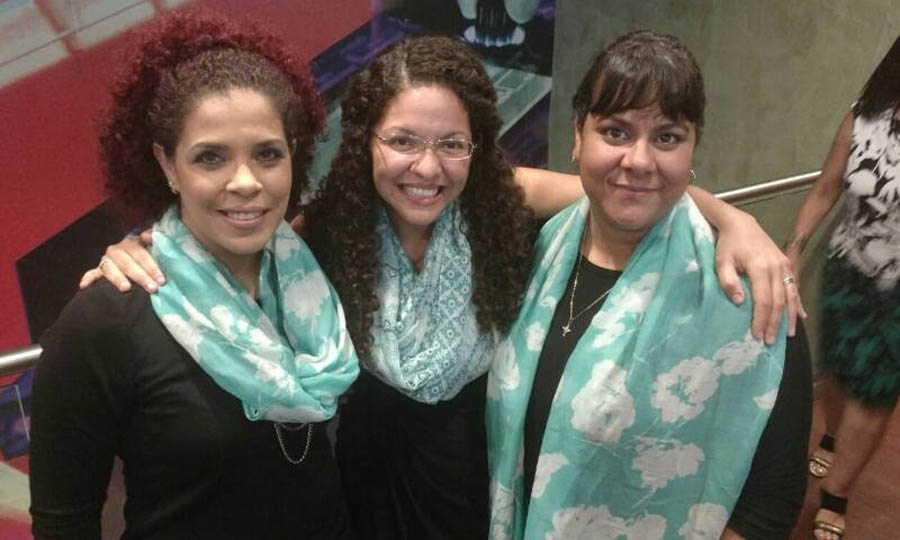 "Victoria" at her baby shower, celebrating with the two women who helped her choose life for her child.