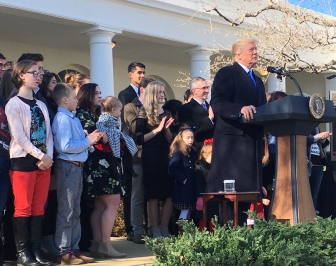 President Donald J. Trump addresses the 2018 March for Life from the White House Rose Garden.