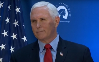 Former Vice President Mike Pence speaks at the National Press Club in Washington the day before the Dobbs case was heard before the U.S. Supreme Court