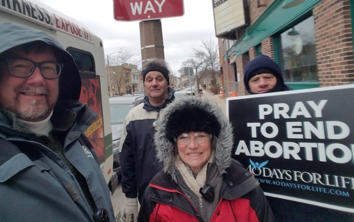 Miller and Pro-Life Wisconsin associates celebrate a baby saved Dec. 18
